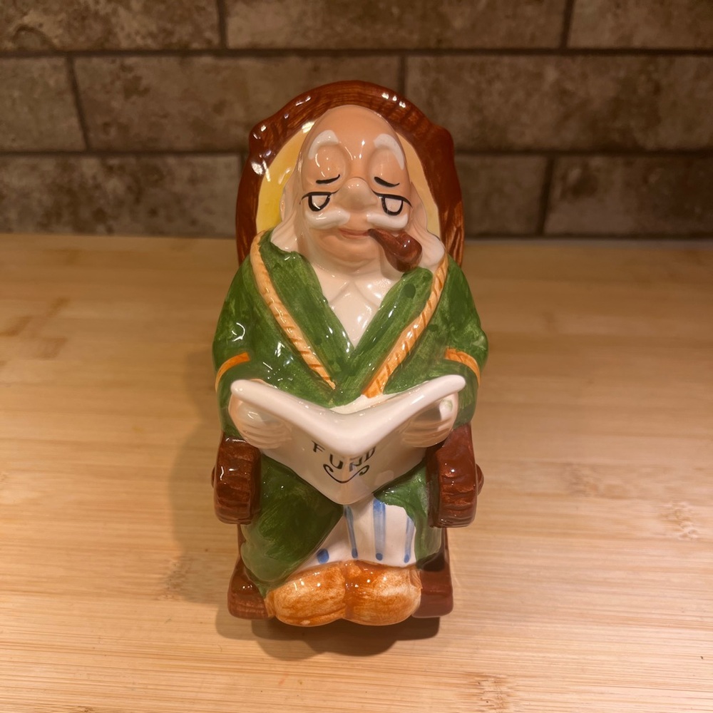 Vintage Lefton Exclusives Bank Rocking Chair Old Man Retirement Japan